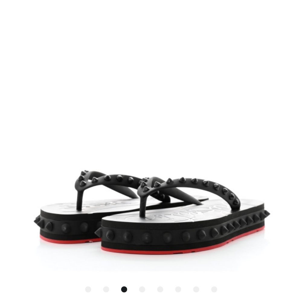 Christian Louboutin Black platform Studded Flip Flops